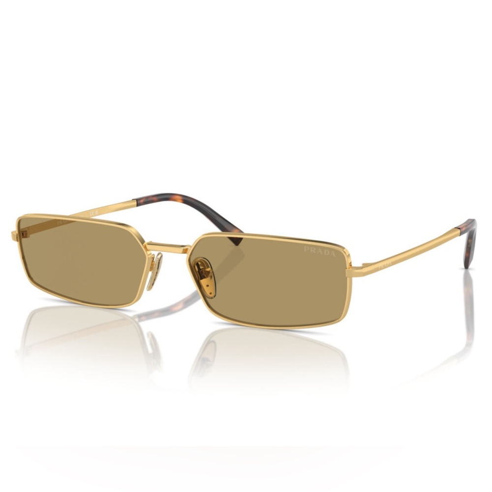 NEW PRADA SQUARE SUNGLASSES PRA60S 5AK70G GOLD SPR A60 5AK70G PRADA EYEWEAR - Picture 1 of 5